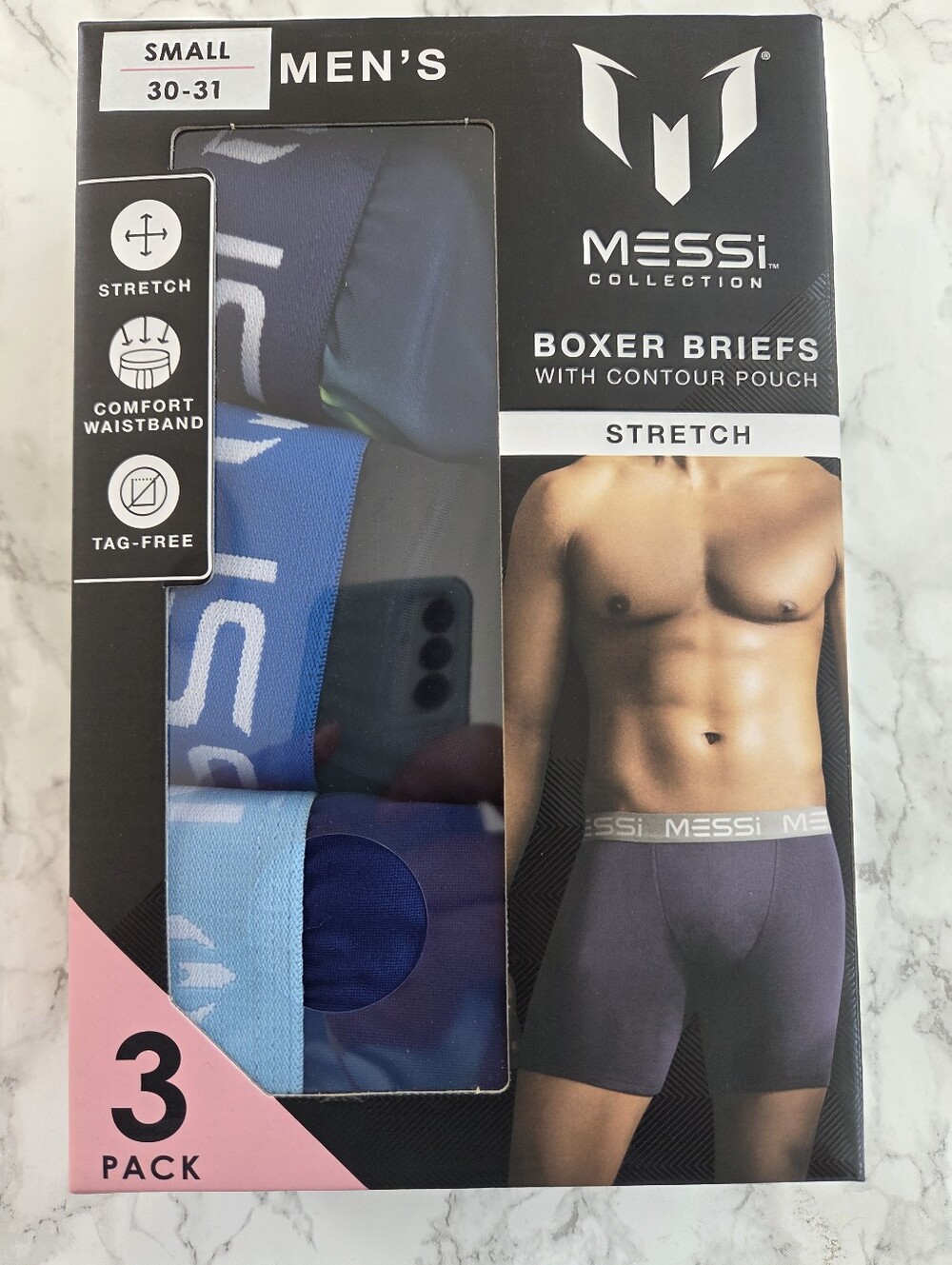 Lionel Messi Tag Free Boxer Brief Shorts 3 Pack Underwear Stretchy Contour Pouch